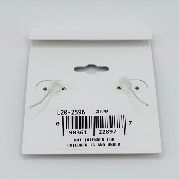 Lori’s Gifts Silver Teardrop Earrings Filigree Rhinestone Dangle NWT Sensitive - Picture 5 of 5